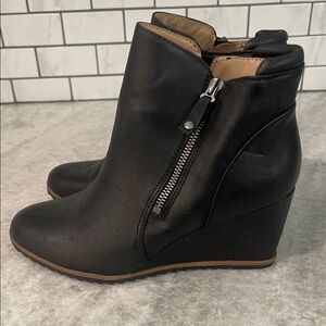 Soul Naturalizer Boots Womens 9 Wide Haley Black Zipper Ankle Booties Wedge